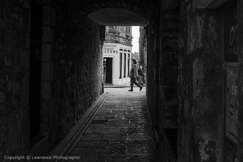 Milne's Court Lane looking out onto the Lawnmarket (Royal Mile) Edinburgh, Scotland