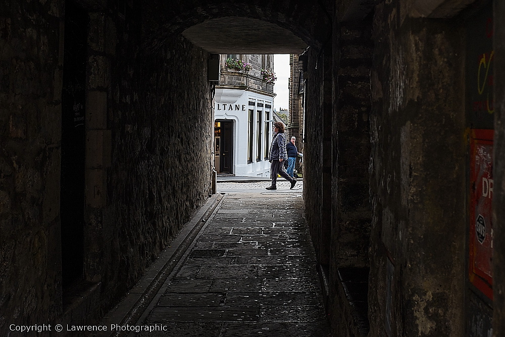Milne's Court Lane looking out onto the Lawnmarket (Royal Mile) Edinburgh, Scotland